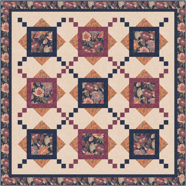 A Garden of Stitches Lap Dark Quilt<br>by Wendy Sheppard<br>Available September 2025