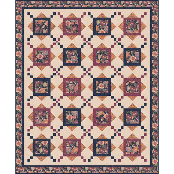 A Garden of Stitches Dark Queen Quilt<br>by Wendy Sheppard<br>Available September 2025