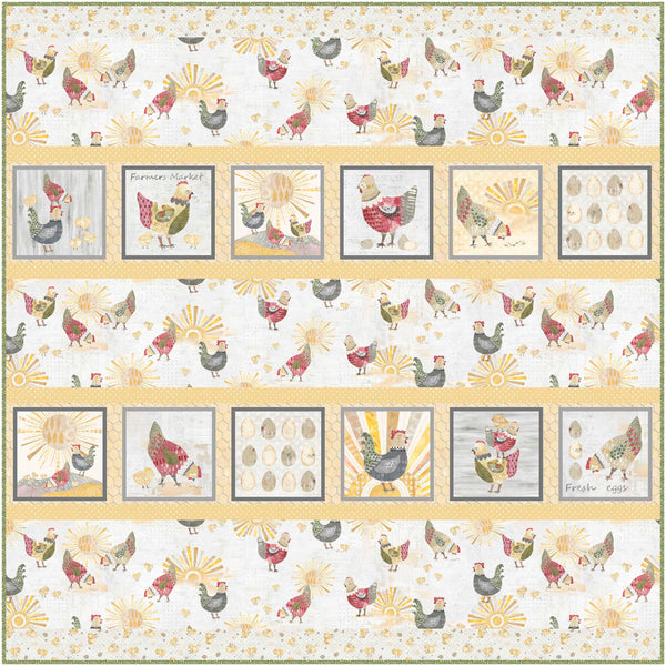 Chicken Scratch<br>Chicken Yard Table Topper<br>by Wendy Sheppard<br>Available March 2025